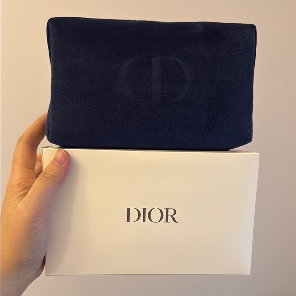 Navy Blue Velvet Pouch